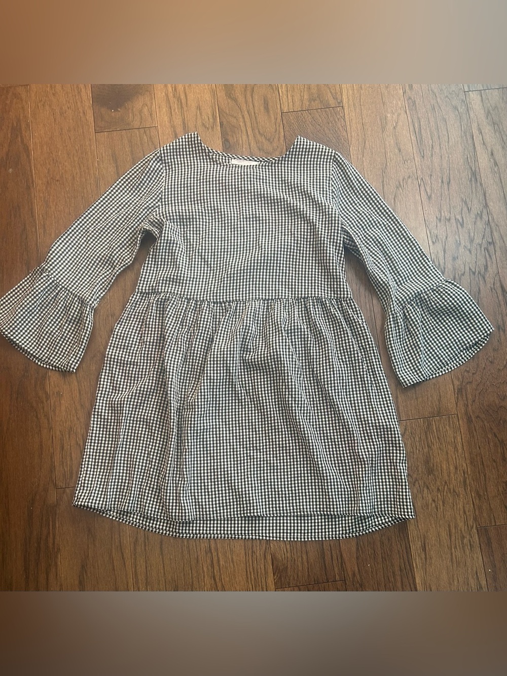 Urban Outfitters Black & White Gingham Bell-Sleeve Dress